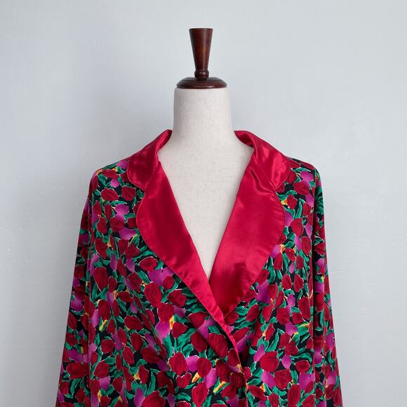 Victoria's Secret Vintage Satin Tulip Floral Jacket/Robe Sleep Shirt - Picture 2 of 11
